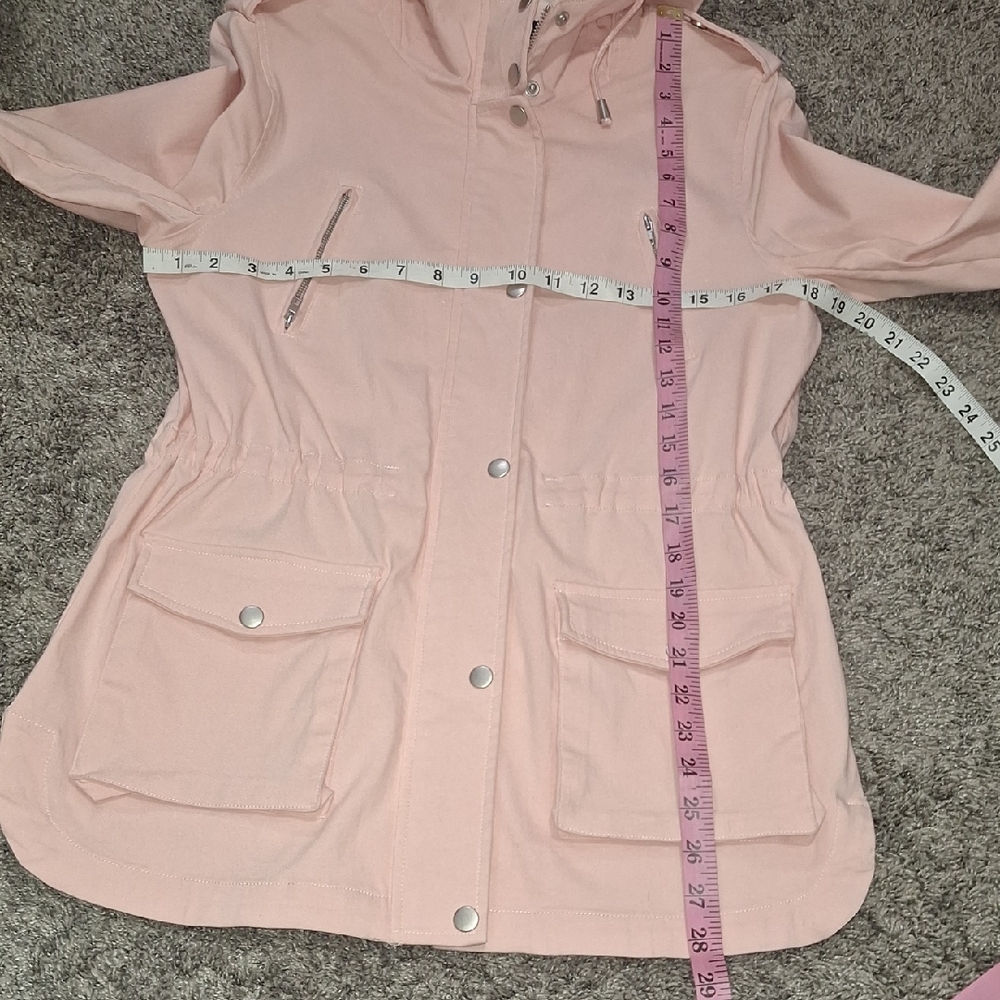 Eden Society Blush Pink Hooded Zip/Snap Front Utility Barn Jacket - S - Picture 5 of 8